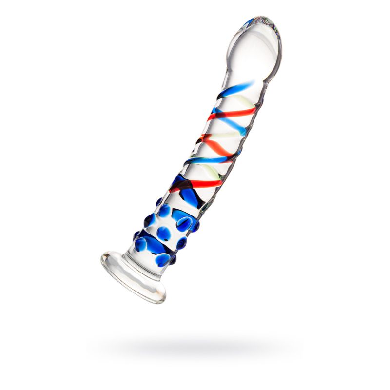 Sexus Glass Dildo Blue Tip, 18cm