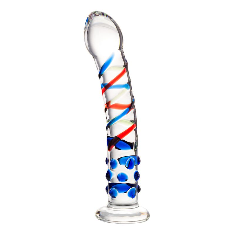 Sexus Glass Dildo Blue Tip, 18cm