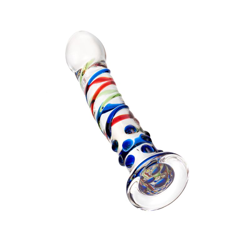 Sexus Glass Dildo Blue Tip, 18cm
