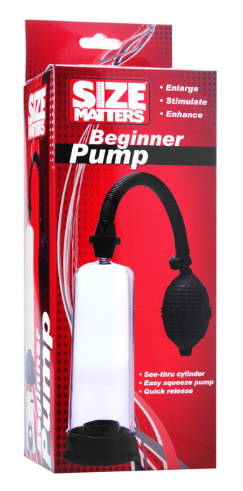 Size Matters Beginner Penis Pump, 8"/20cm, Black/Clear