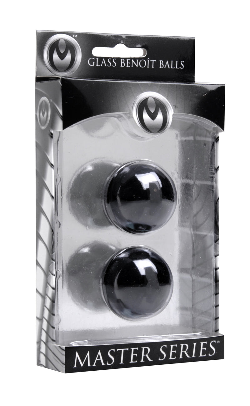 Master Series Jaded Glass Ben Wa Balls, Blac, 30mm