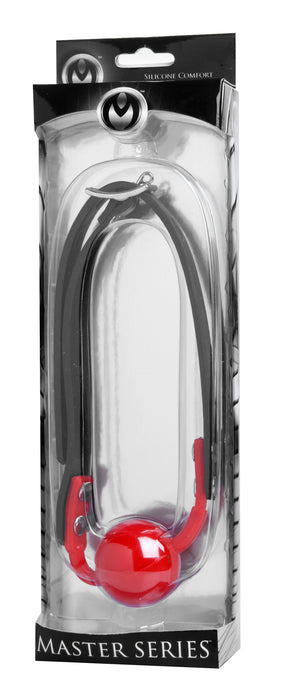 Master Series The Hush Gag Silicone Comfort Ball Gag, Red