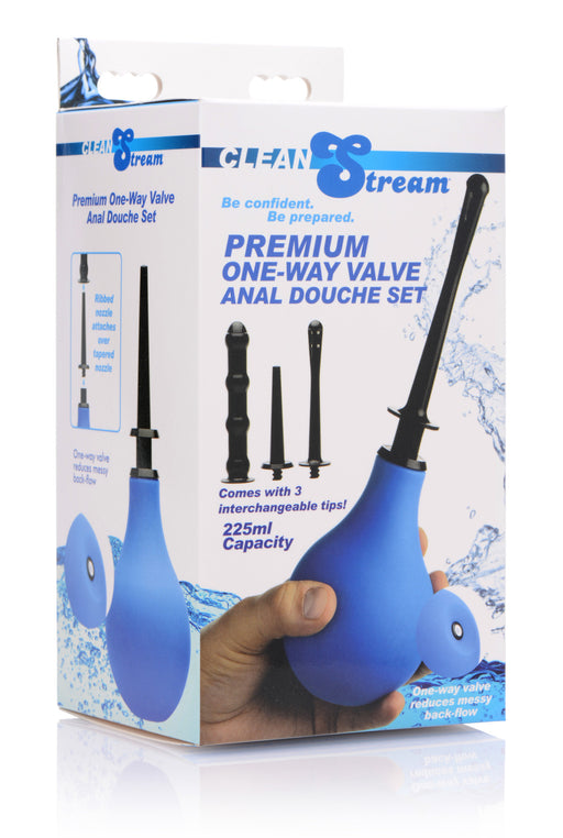 CleanStream Premium One Way Valve Anal Douche Set, Blue/Black