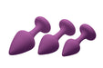 Frisky Purple Pleasures 3 Piece Silicone Anal Plugs, Purple