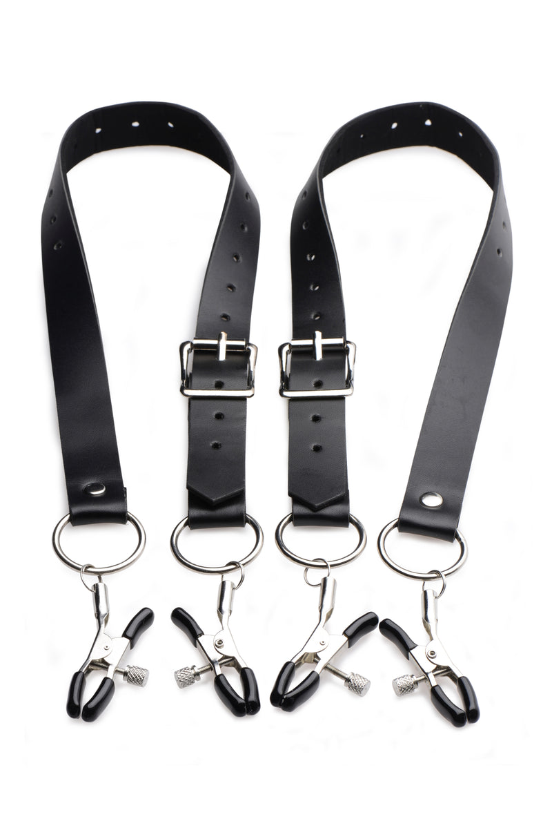 Master Series Labia Spreader Straps with Clamps, Black