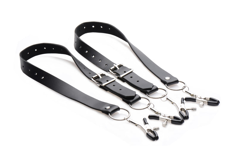 Master Series Labia Spreader Straps with Clamps, Black