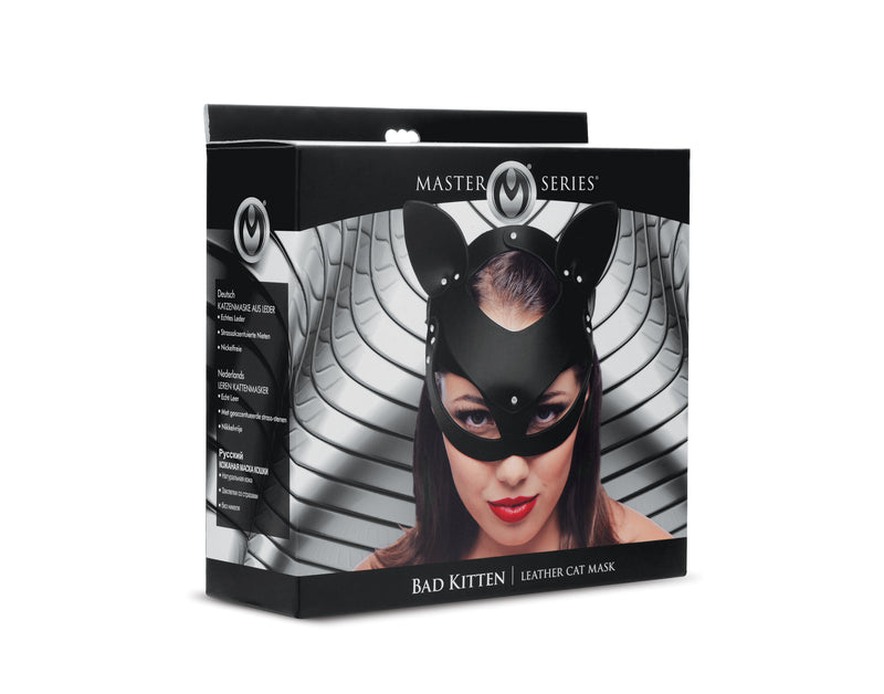 Master Series Bad Kitten Leather Cat Mask, Black