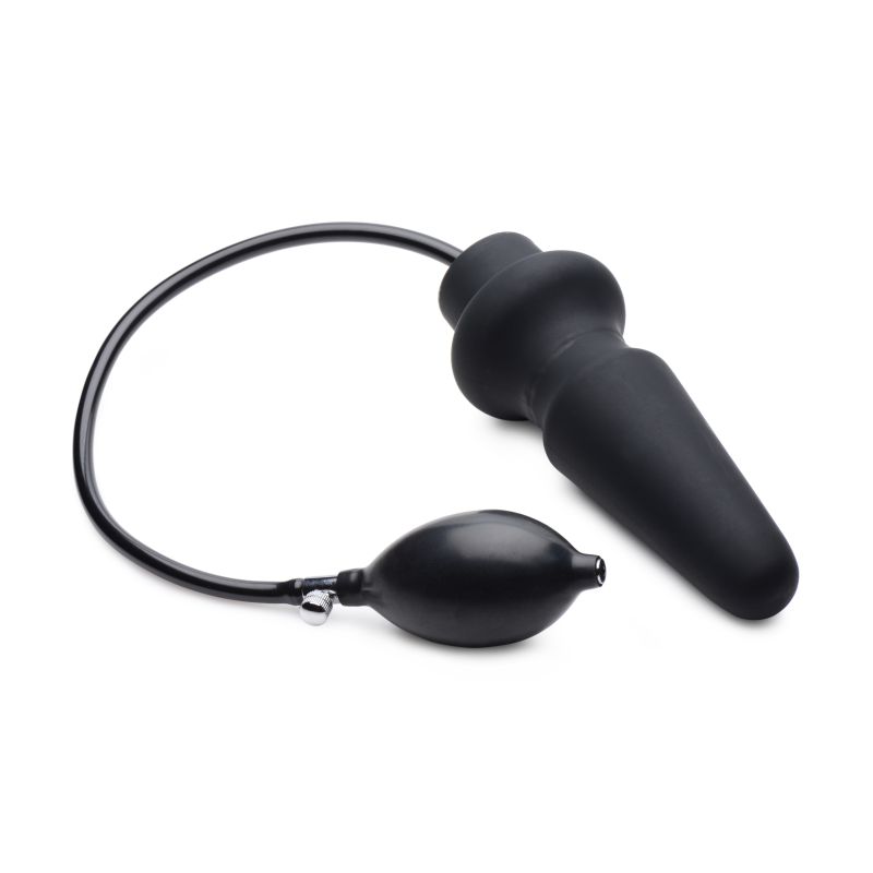 Master Series Ass Pand Large Inflatable Silicone Plug, Black