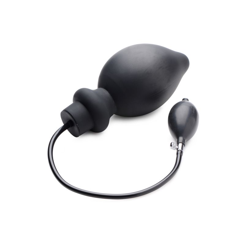 Master Series Ass Pand Large Inflatable Silicone Plug, Black