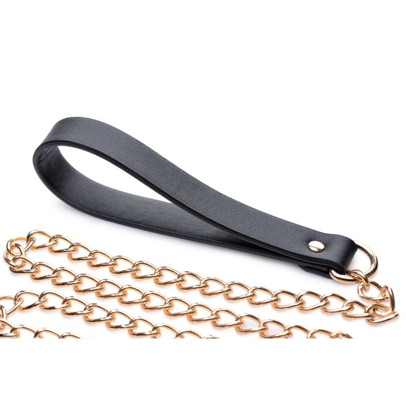 Leashed Lover Black/Gold Chain Leash