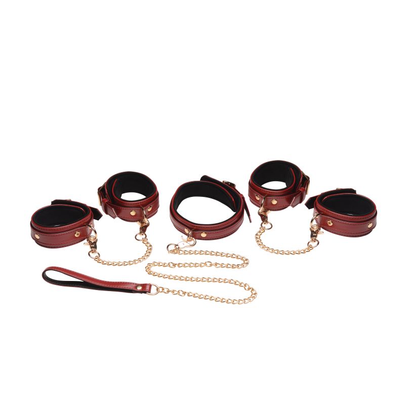 Master Series 6-Piece Bondage Set. Burgundy