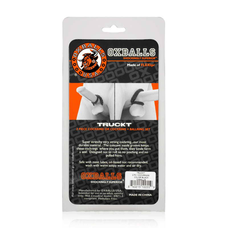 OxBalls Truckt Cockring, 2-pack, Black/Clear