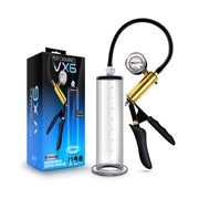 Performance VX6 Brass Pistol Penis Pump with Gauge, 9" x 2" (22.9cm x 5.1cm), Clear