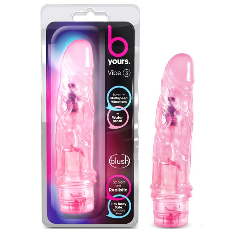 B Yours Vibe No 3 Vibrator, 7.25"/18cm, Pink