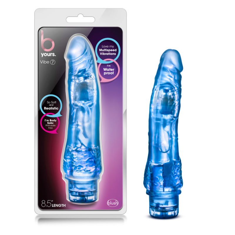 B Yours Vibe No 7 Vibrator, 8.5"/21.6cm, Blue