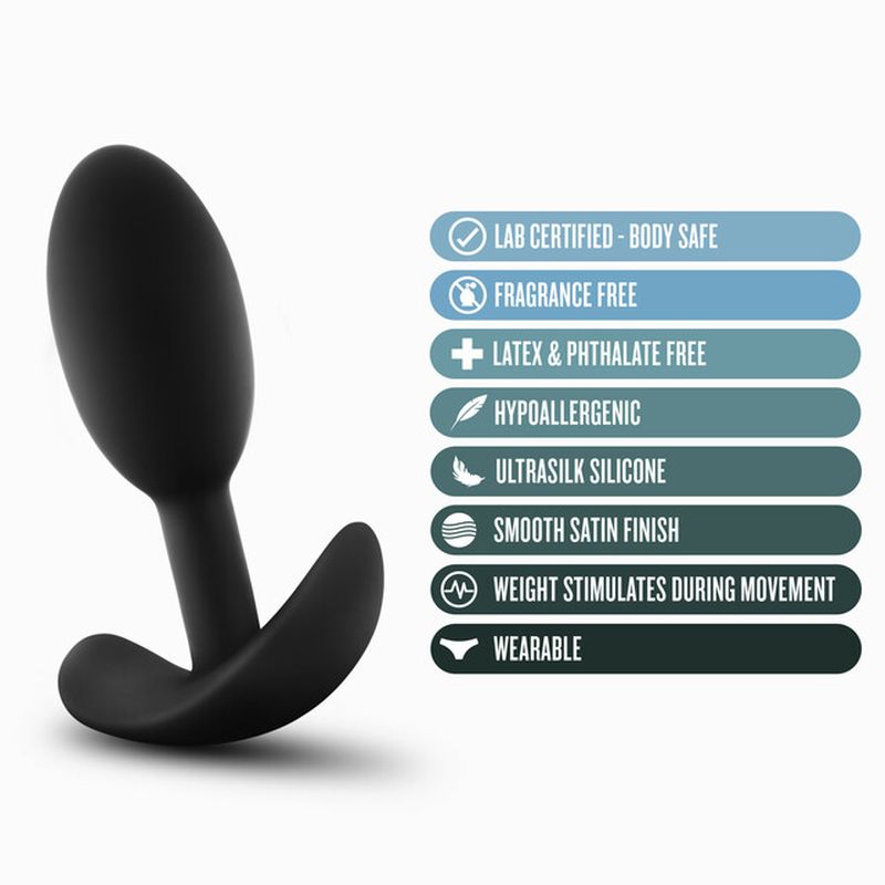 Anal Adventures Platinum Vibra Slim Anal Plug, 3"/7.6cm, Black