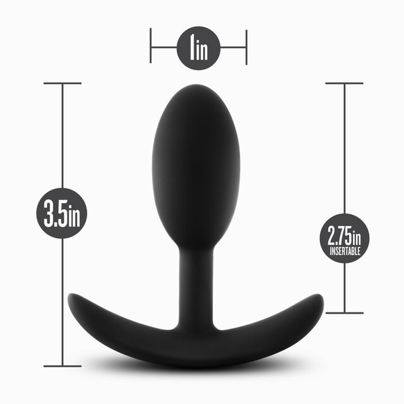Anal Adventures Platinum Vibra Slim Anal Plug, 3"/7.6cm, Black