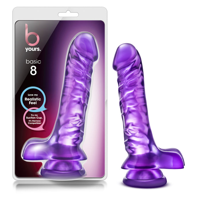 B Yours Basic 8 Dildo, 9"/23cm, Pink/Purple