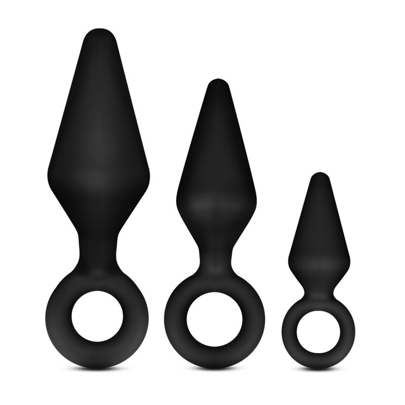 Blush Anal Adventures Platinum Silicone Loop Plug Kit, Black