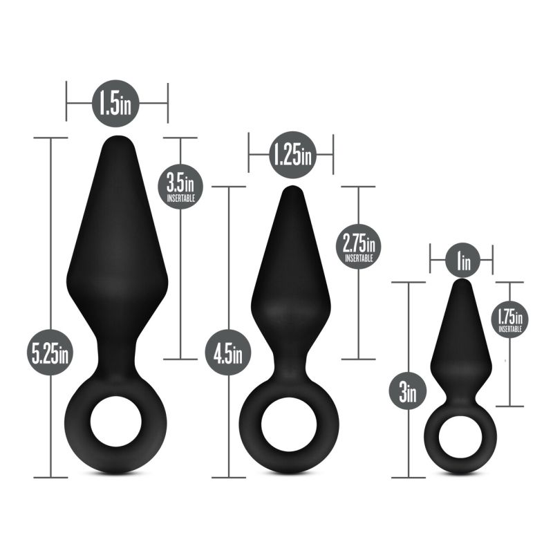 Blush Anal Adventures Platinum Silicone Loop Plug Kit, Black