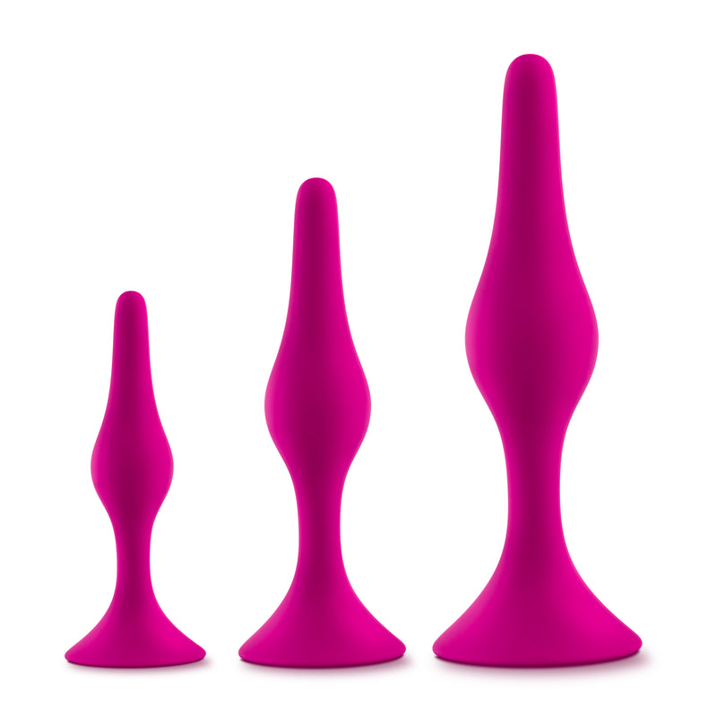Luxe Beginner Butt Plug 3-Piece Kit, Pink/Black