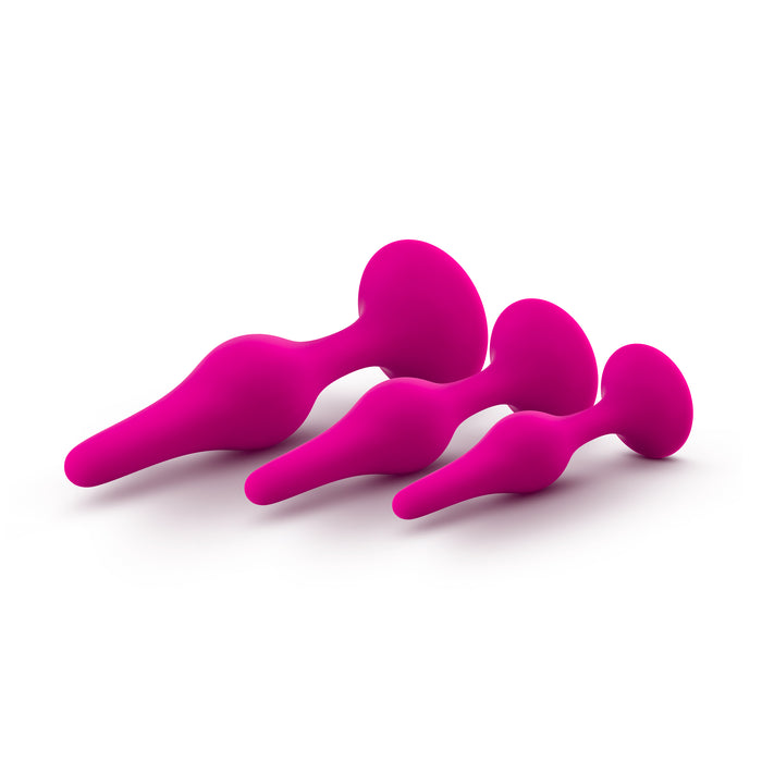 Luxe Beginner Butt Plug 3-Piece Kit, Pink/Black