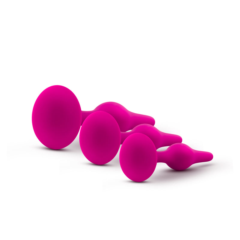 Luxe Beginner Butt Plug 3-Piece Kit, Pink/Black