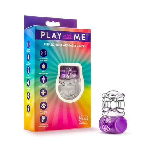 Play with Me Pleaser Rechargeable Cock Ring, Purple