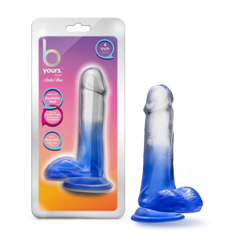 B Yours Morning Dew Dildo, 6in/15cm, Stella Blue