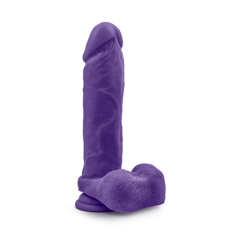 Au Naturel Bold Massive Dildo, 9in/23cm, Purple/Pink/Black
