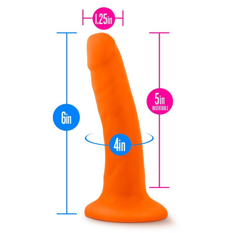 Neo Dual Density Cock, 6", Neon Orange
