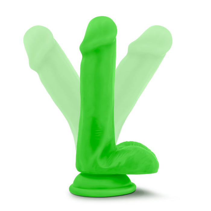 Neo Dual Density Cock With Balls 6"/15cm Neon Green showing flexibility