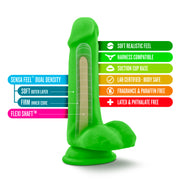 Picture of Neo Dual Density Cock With Balls 6"/15cm Neon Green showing benefits