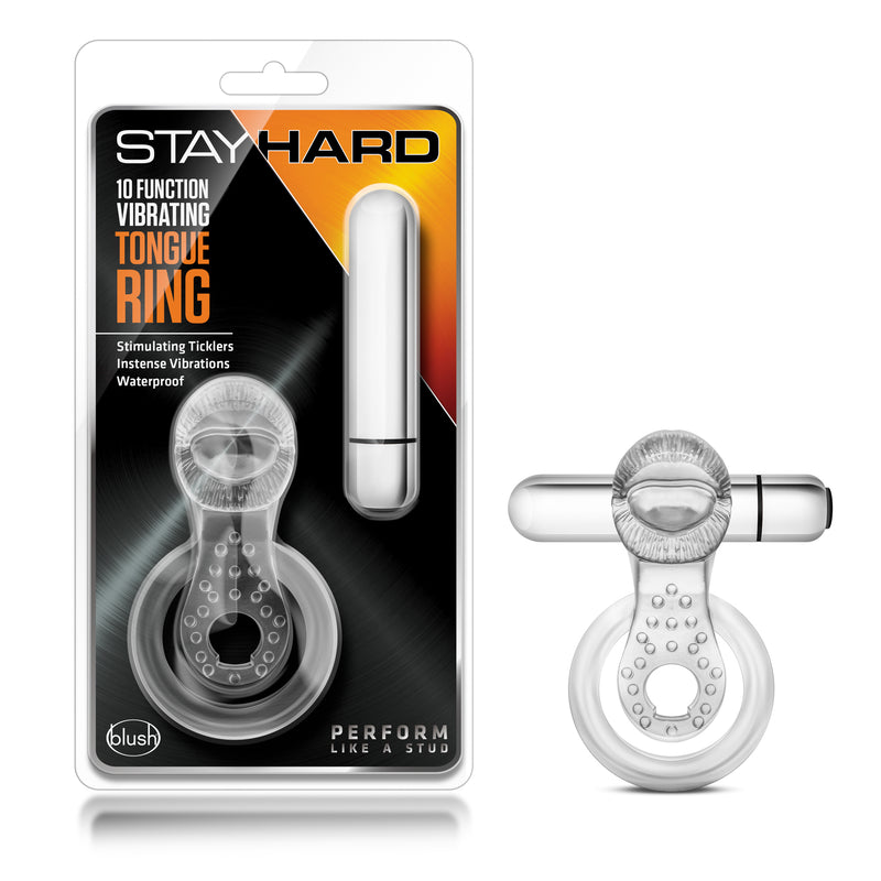 Stay Hard 10 Function Vibrating Tongue Ring Blue