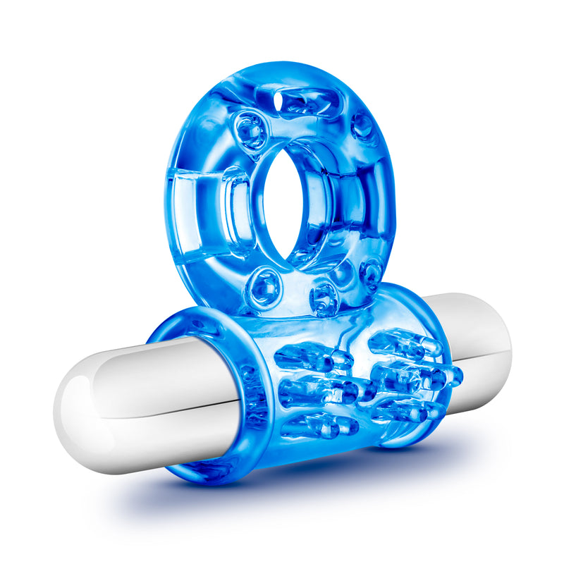 Stay Hard 10 Function Vibrating Bull Ring, Blue