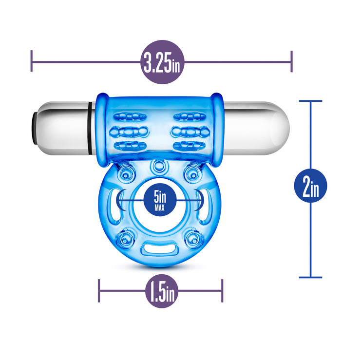 Stay Hard 10 Function Vibrating Bull Ring, Blue