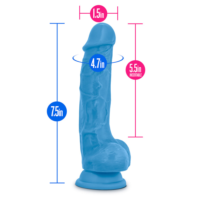 Neo Dual Density Cock With Balls 7.5in Neon Blue