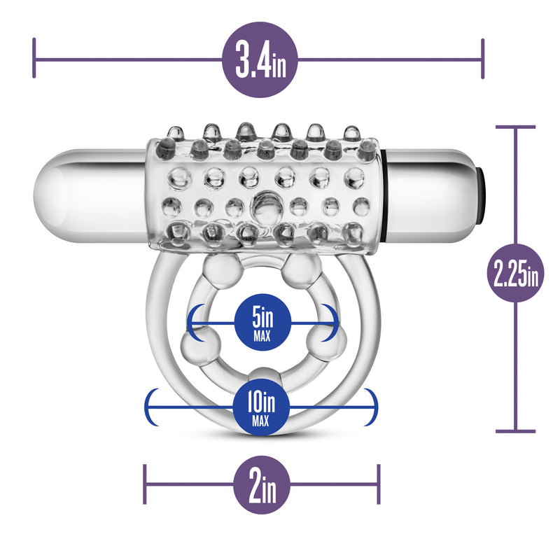 Stay Hard Vibrating Super Clitifier Cock Ring, Clear