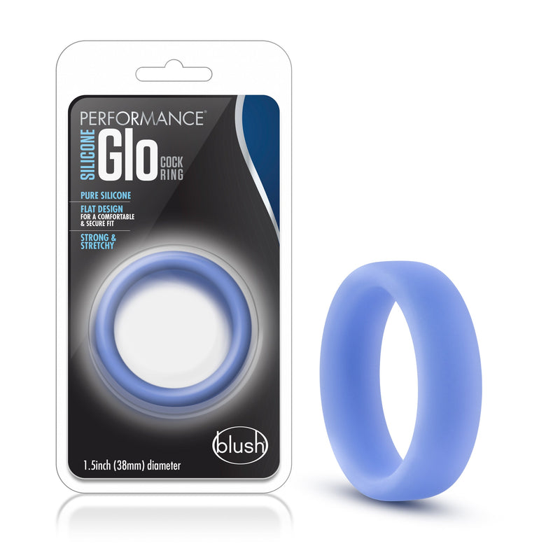 Performance Silicone Glo Cock Ring White/Blue