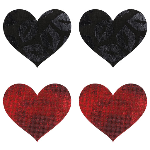 Peekaboo Pasties Stolen Kisses Hearts Pasties, Red/Black