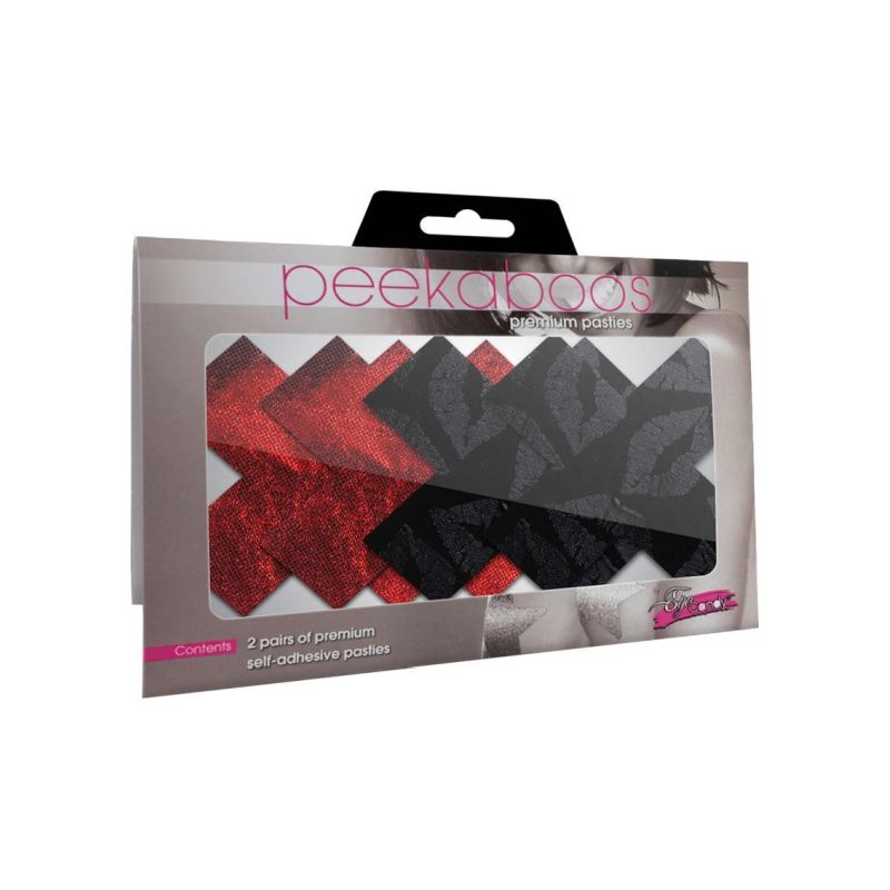 Peekaboo Pasties Stolen Kisses X Pasties, Red/Black