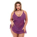 Baci Lingerie Mini Lace Chemise, Purple, Queen Size