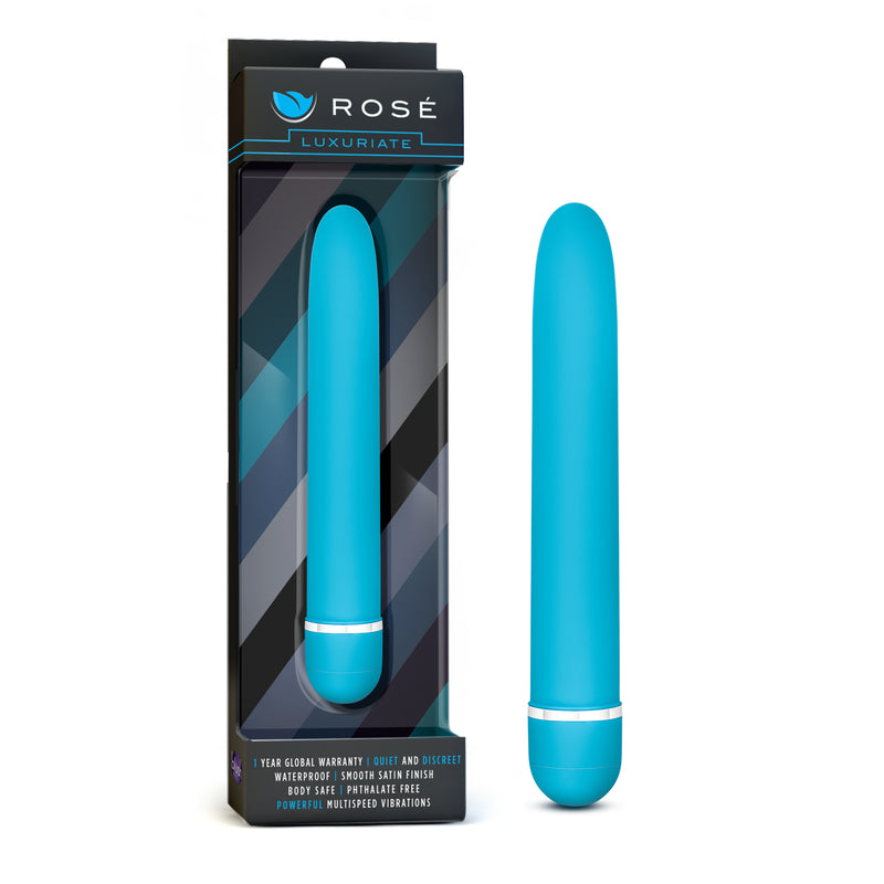 Rose Luxuriate Classic Vibrator, 7", Blue/Pink