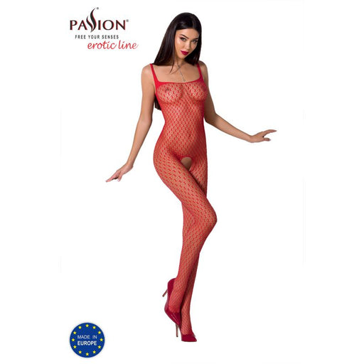 Passion Lingerie Bodystocking BS071 Red/White/Black O/S