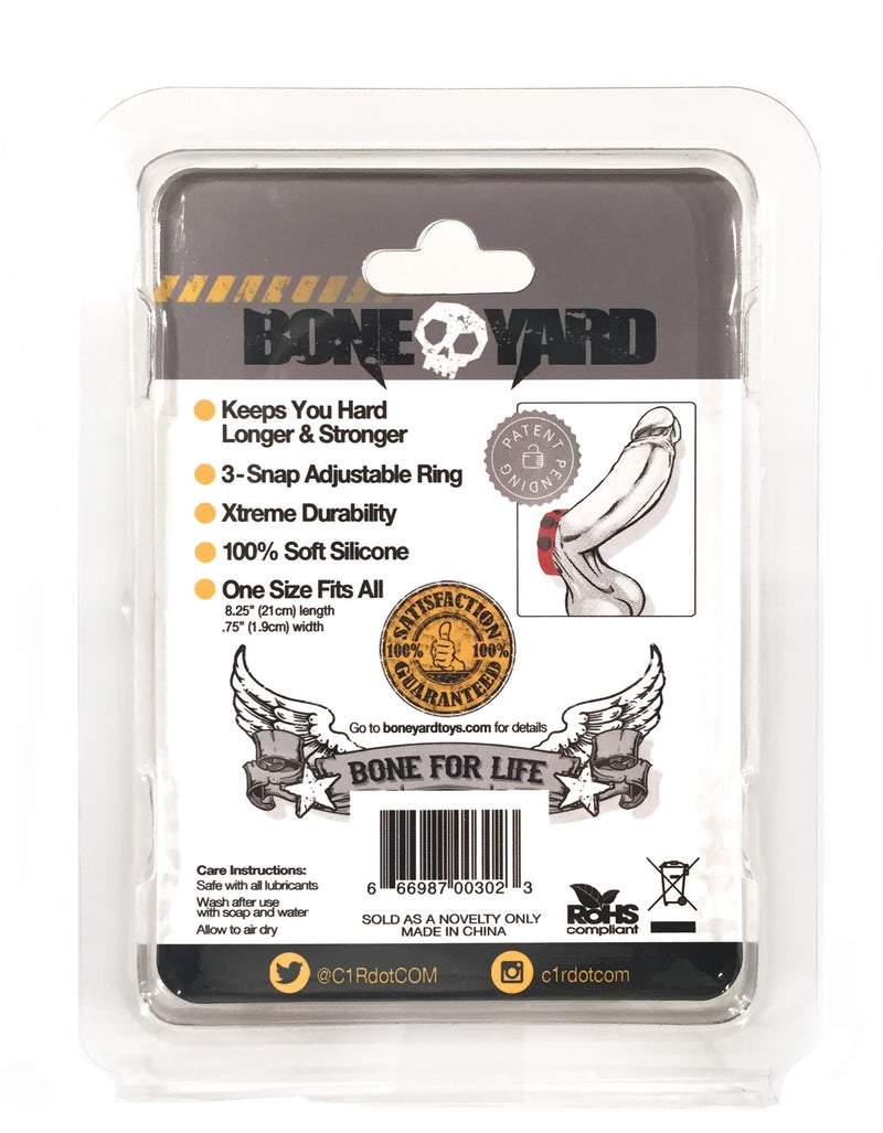 Boneyard Silicone Cock Strap - 3 Snap Ring - Red/Blue/Black