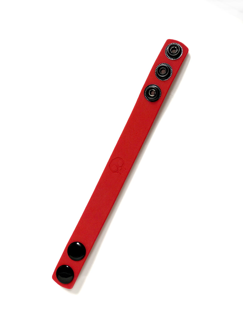 Boneyard Silicone Cock Strap - 3 Snap Ring - Red/Blue/Black