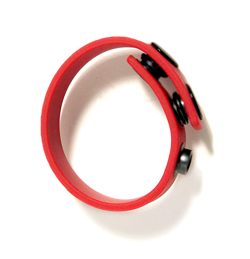 Boneyard Silicone Cock Strap - 3 Snap Ring - Red/Blue/Black