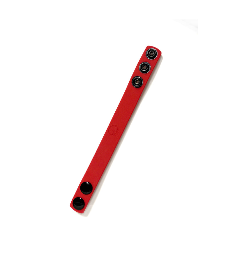 Boneyard Silicone Cock Strap - 3 Snap Ring - Red/Blue/Black
