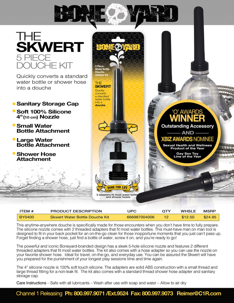 Boneyard Skwert 5 Pc Douche Kit, Clamshell, Black