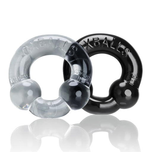 OxBalls Ultraballs Cockring 2-pack, Black and Clear